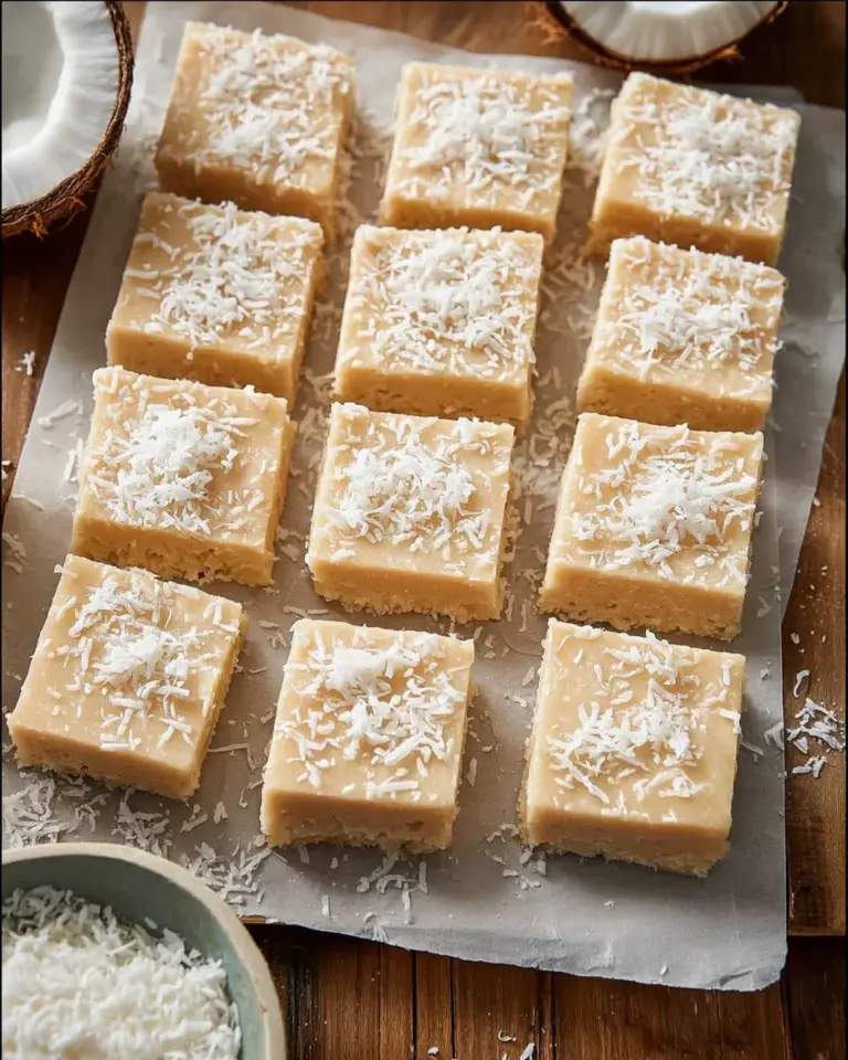 Delicious Grandma Inga's White Coconut Fudge on a plate