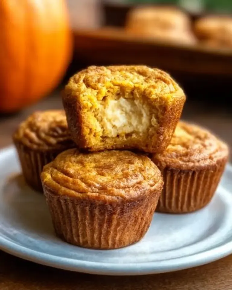 Delicious pumpkin cheesecake muffins with cream cheese frosting