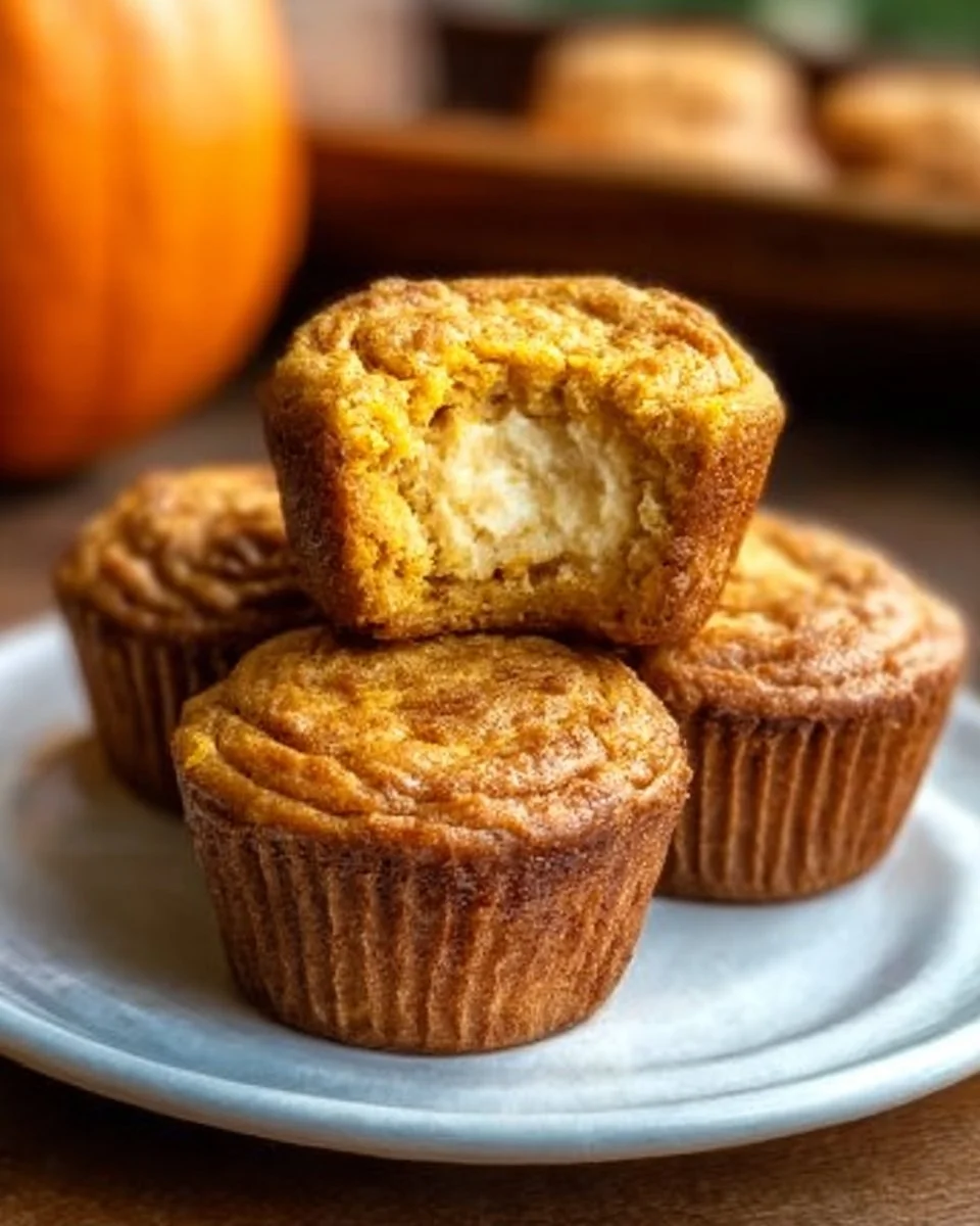 Delicious pumpkin cheesecake muffins with cream cheese frosting
