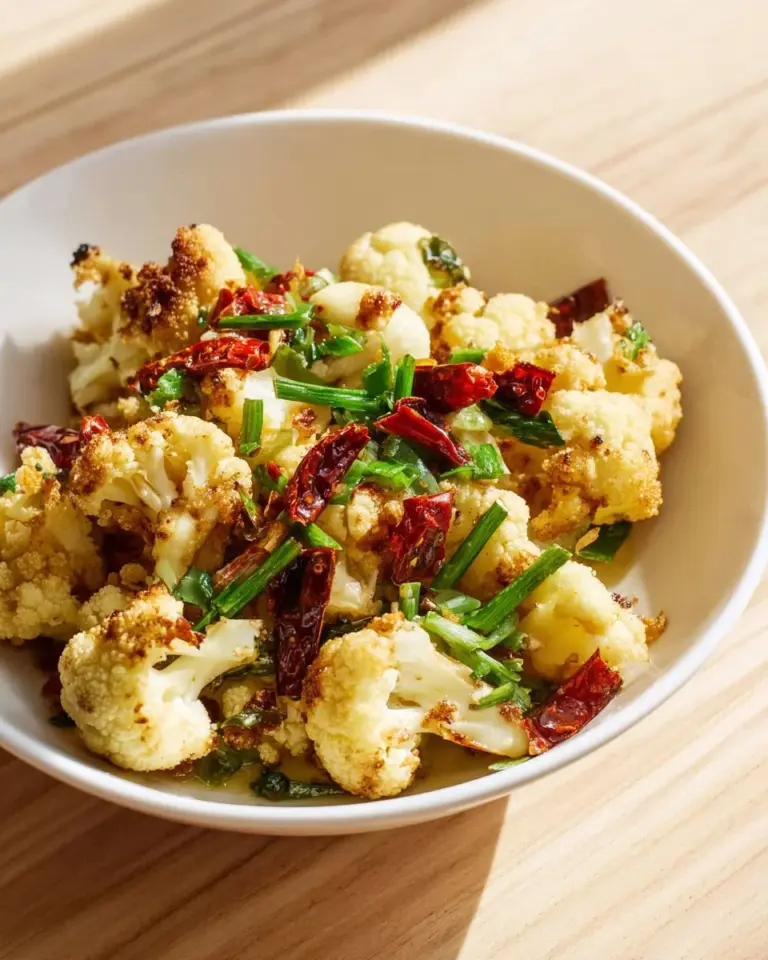Roasted cauliflower seasoned with Five Spice ready to serve as a flavorful dish.