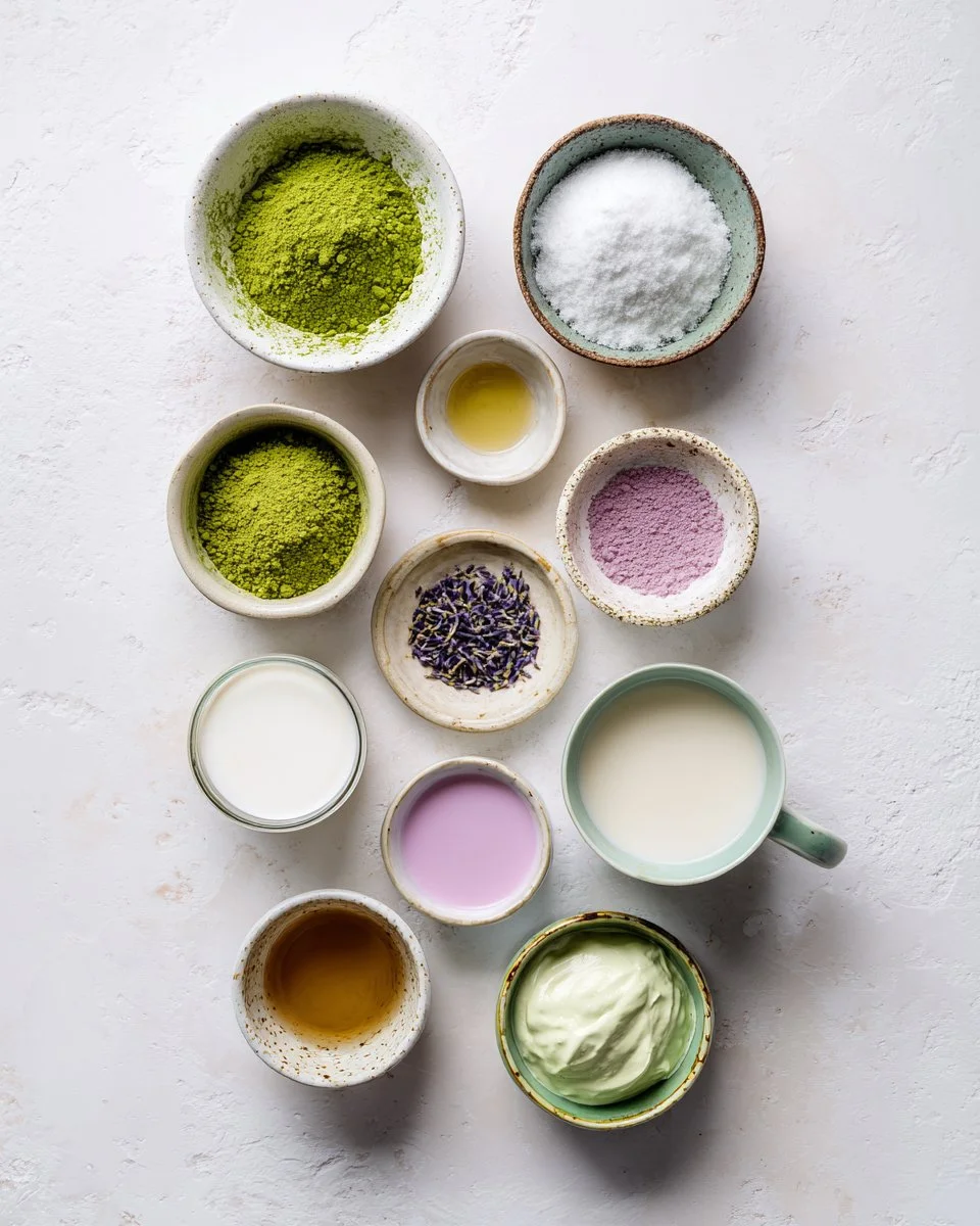 Simple Matcha Latte with Lavender Cold Foam