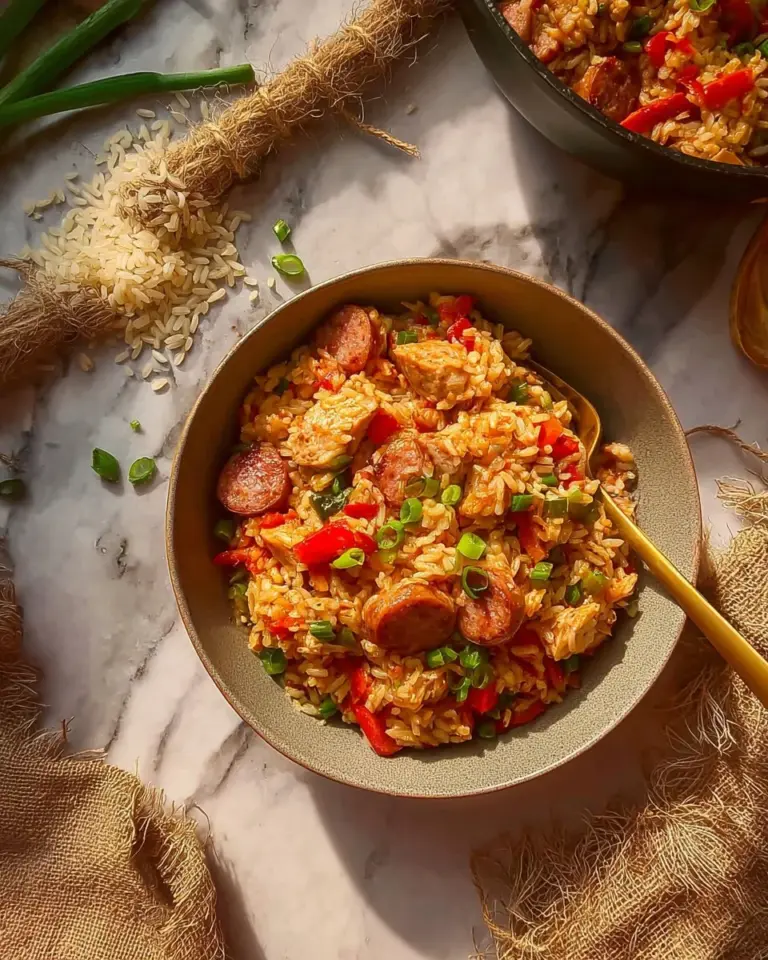 Delicious Cajun Chicken Thigh Jambalaya served in a bowl