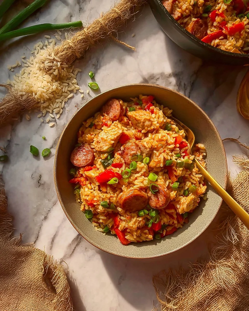 Delicious Cajun Chicken Thigh Jambalaya served in a bowl