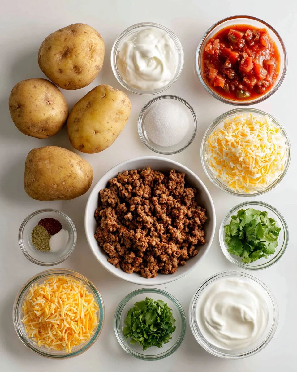 Cheesy Taco Potatoes Bake with Ground Beef