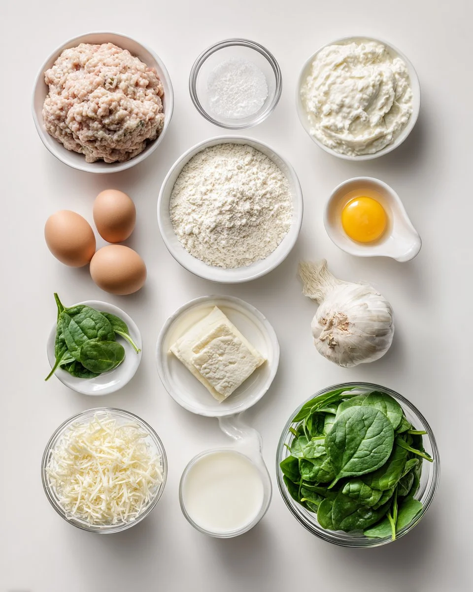 Chicken Ricotta Meatballs with Spinach Alfredo Sauce