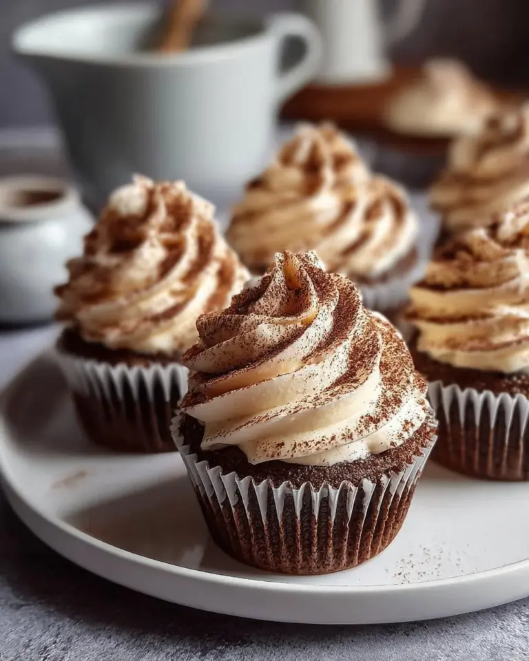 Delicious Chocolate Tiramisu Cupcakes with creamy frosting and chocolate sprinkles.