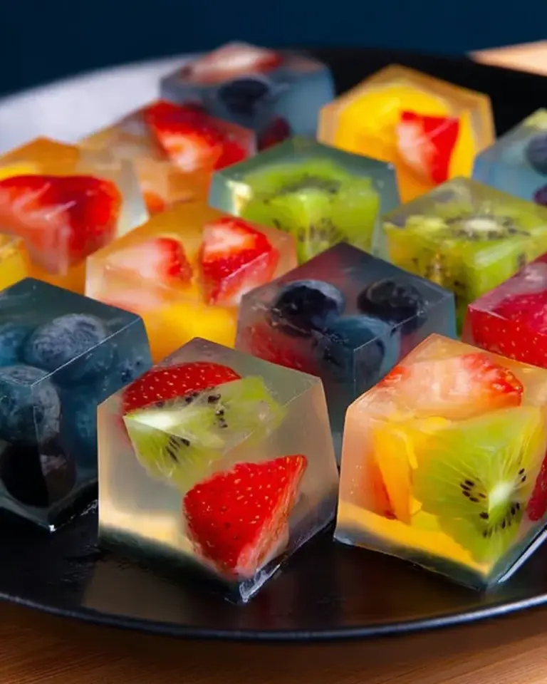 Coconut water jelly cubes served in a bowl, a refreshing and healthy snack.