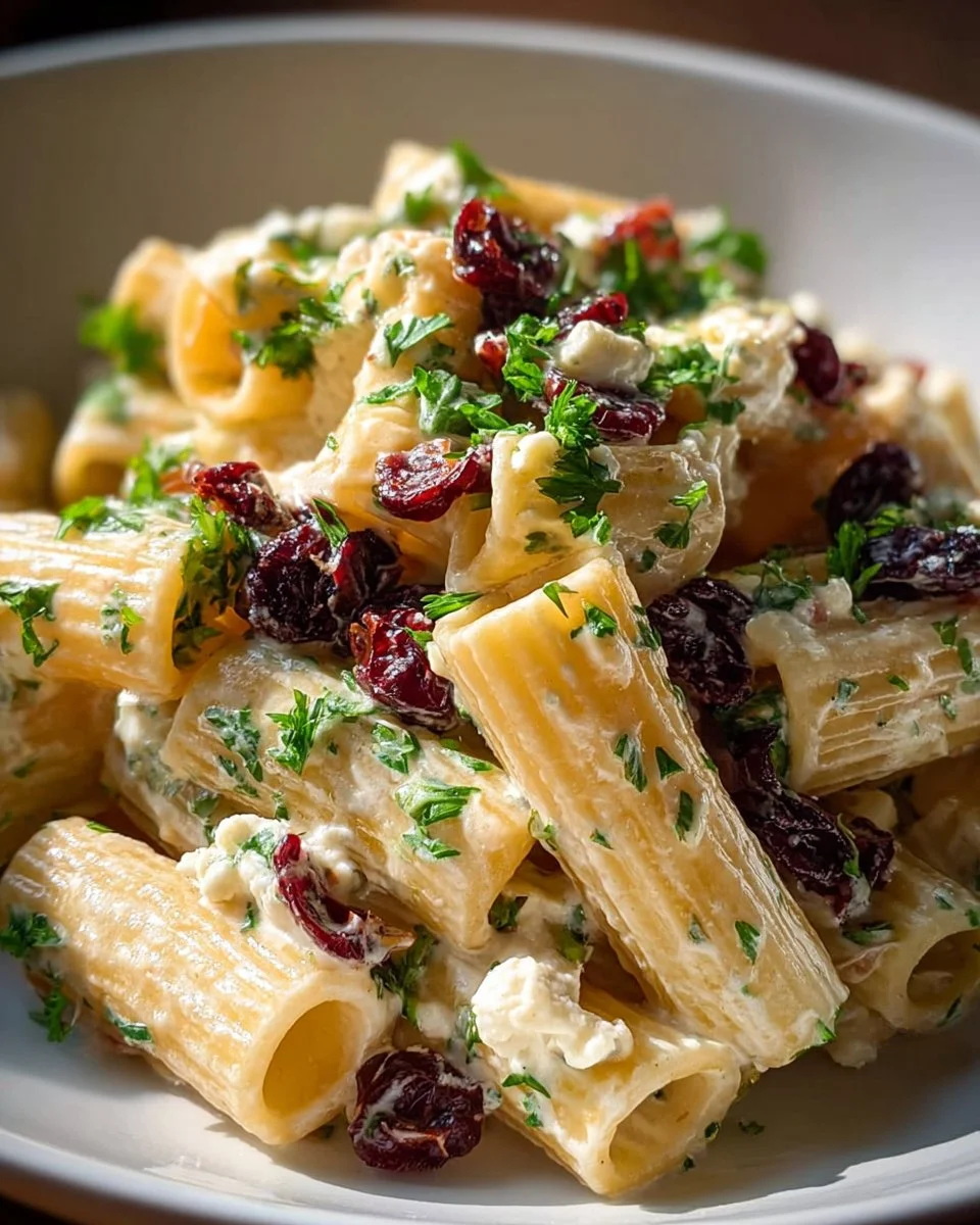 Creamy Feta and Cranberry Rigatoni Salad