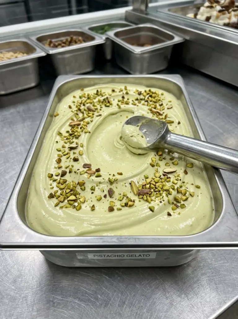 Bowl of creamy Paleo mint chocolate chip ice cream with mint leaves