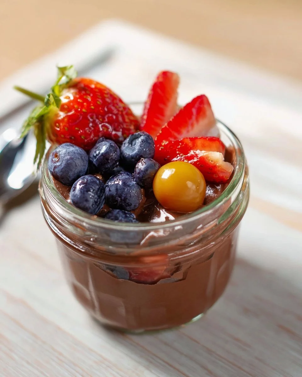 Decadent Tofu Chocolate Mousse dessert in a glass