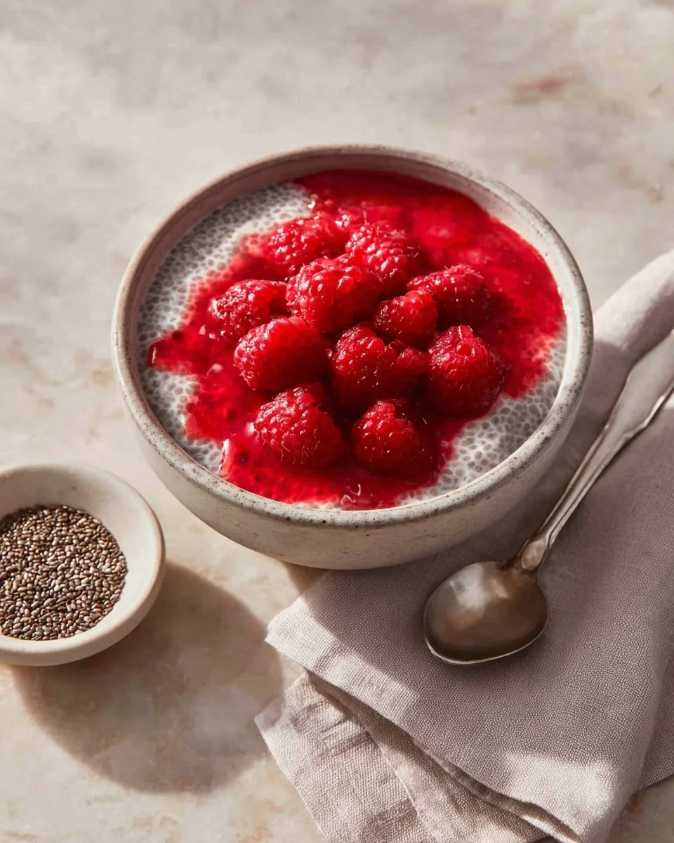 A bowl of easy Greek yogurt chia seed pudding topped with fresh fruits and nuts.