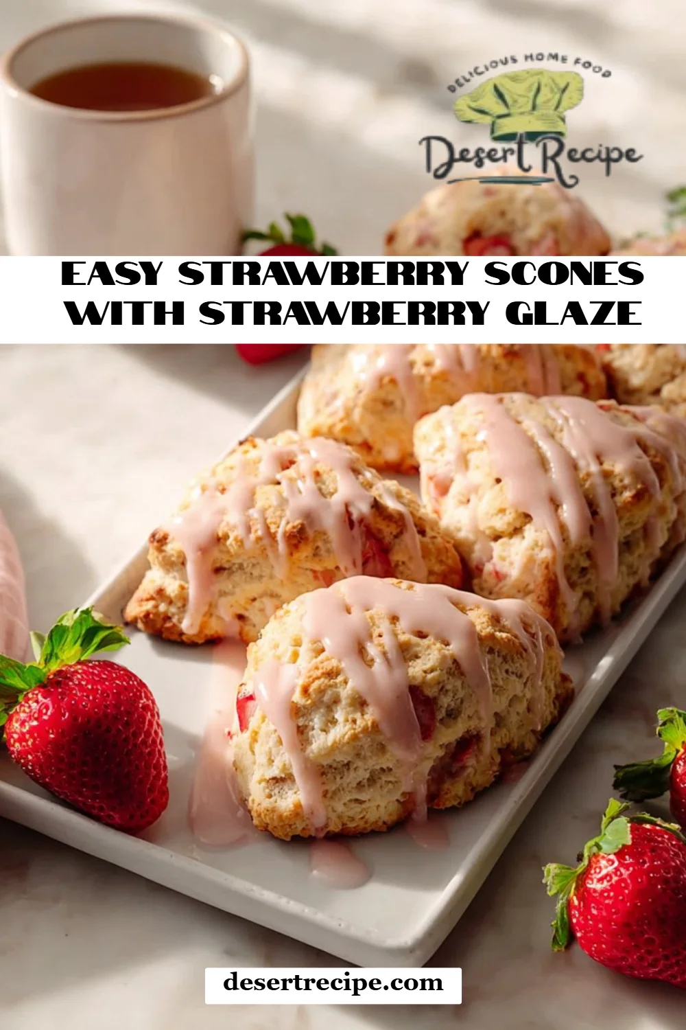 Easy Strawberry Scones with Strawberry Glaze