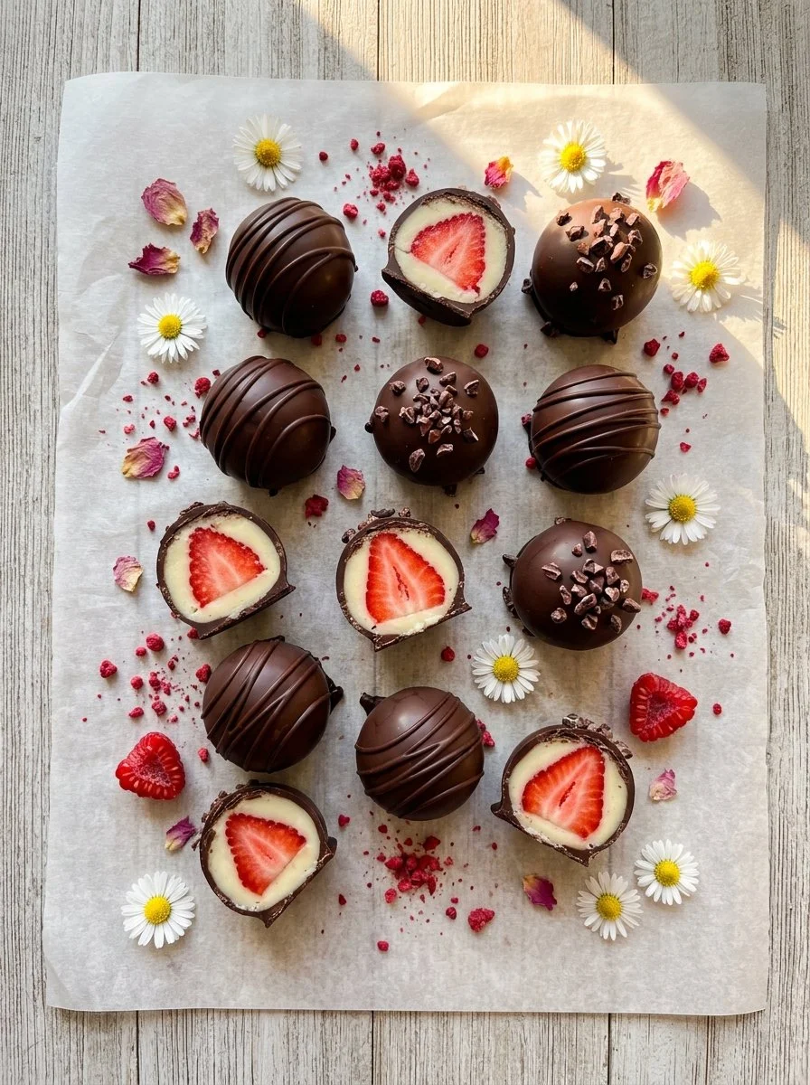 Frozen chocolate covered raspberries on a white plate