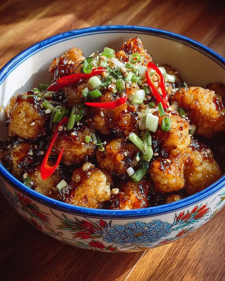 Vibrant General Tso's Cauliflower Bowls topped with sesame seeds and green onions