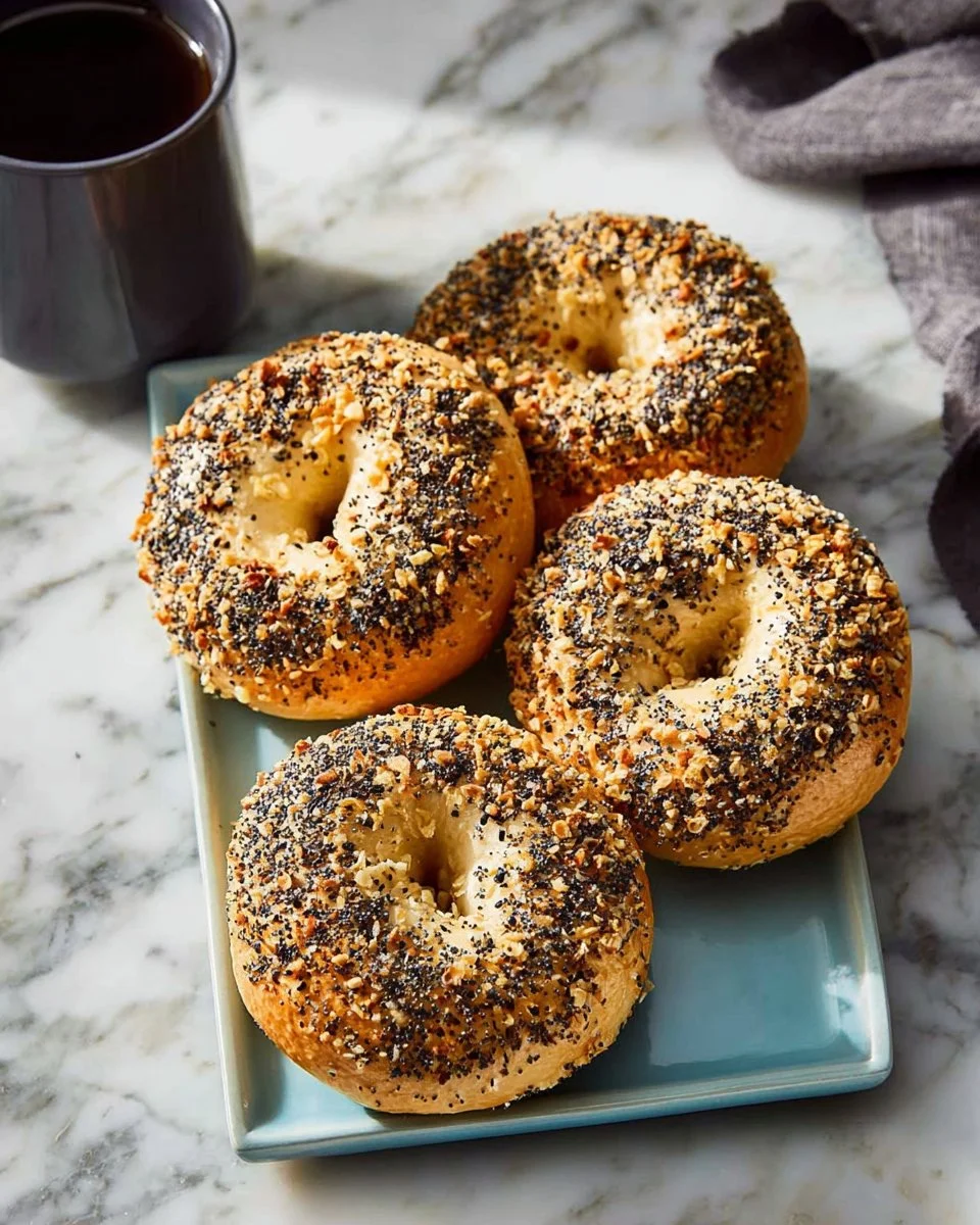 Freshly baked Greek Yogurt Protein Bagels ready to enjoy with toppings.