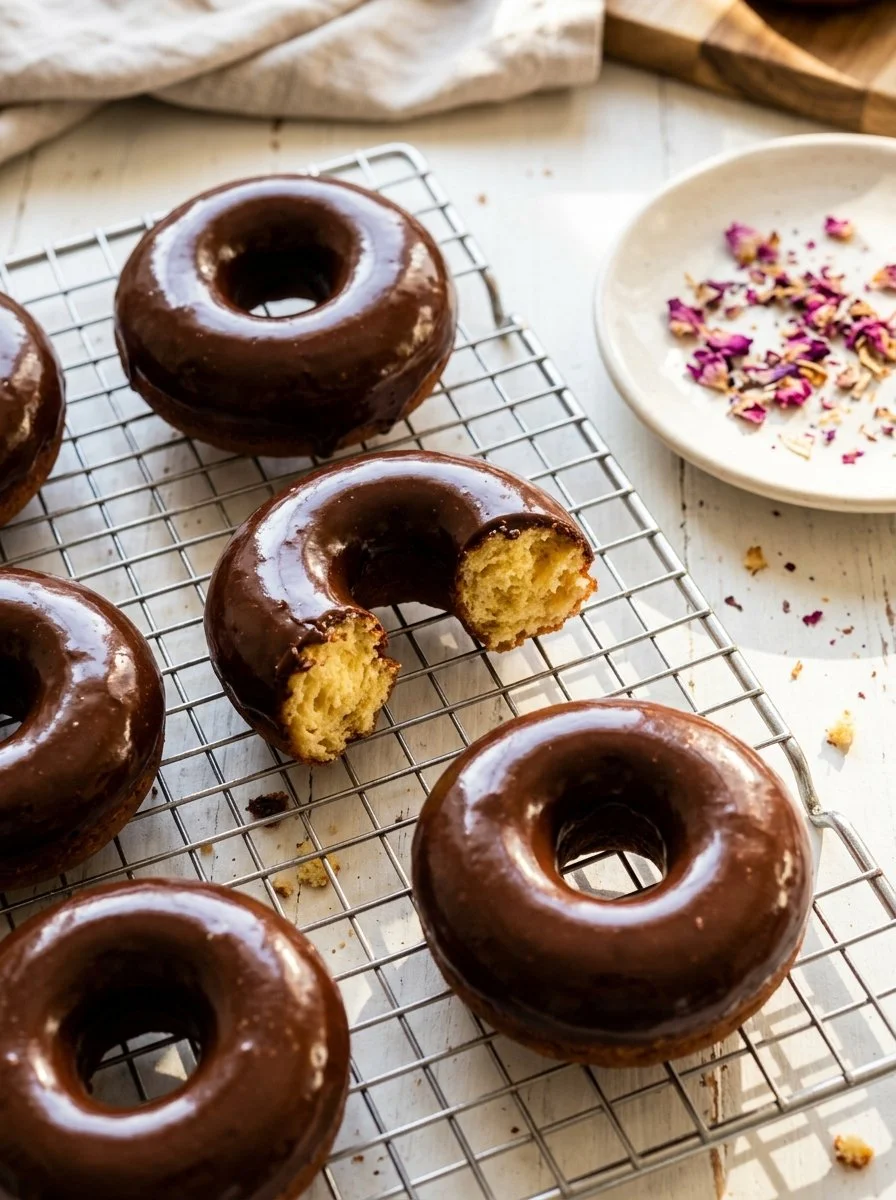 Gluten-free and paleo healthy banana protein donuts on a plate