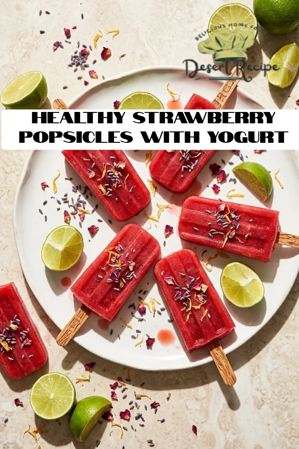 Healthy Strawberry Popsicles with Yogurt