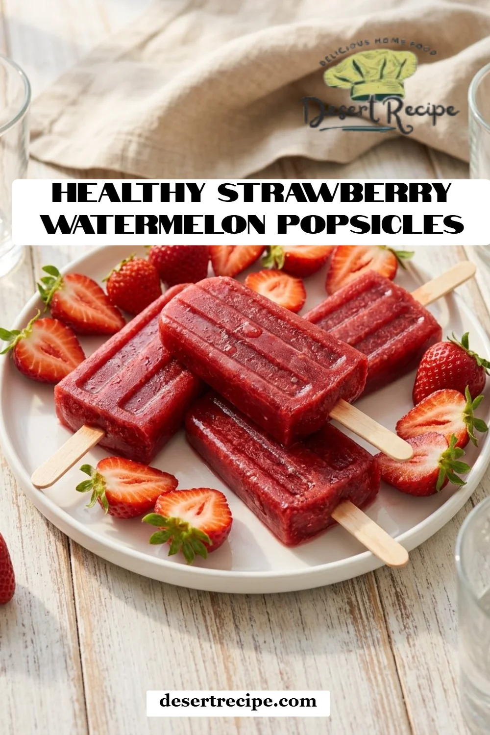 Healthy Strawberry Watermelon Popsicles
