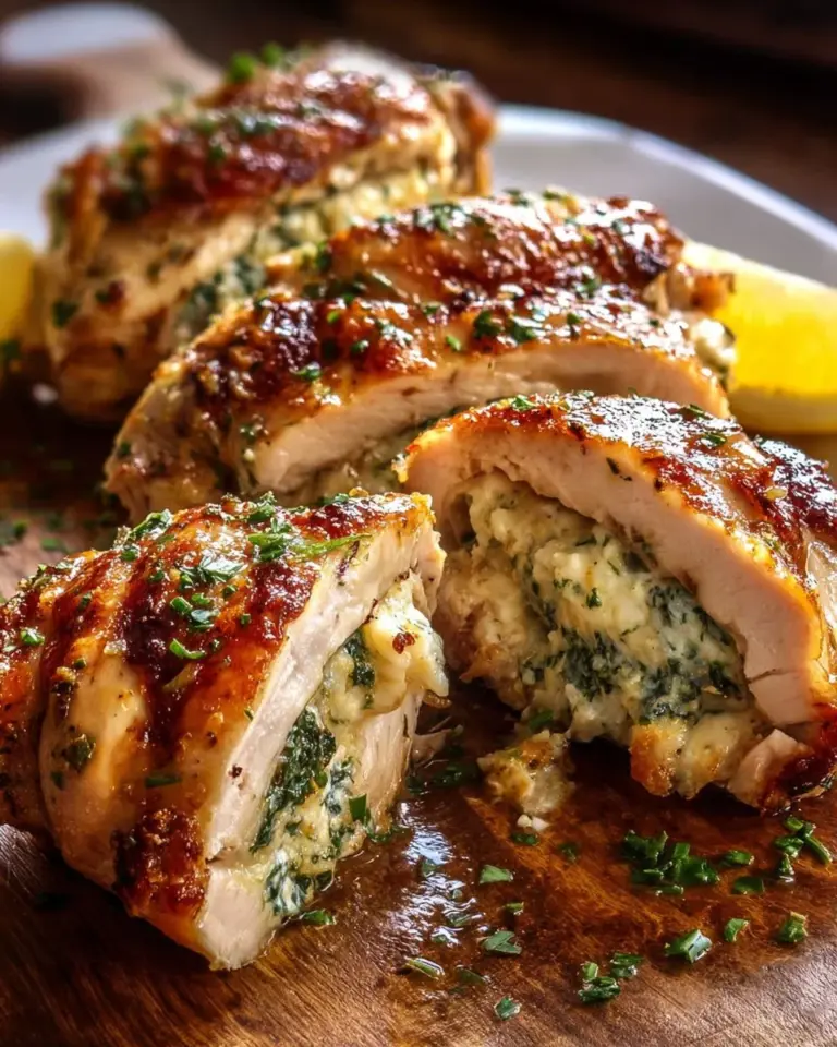 Herbed Ricotta Stuffed Chicken Rolls plated elegantly for a delicious dinner