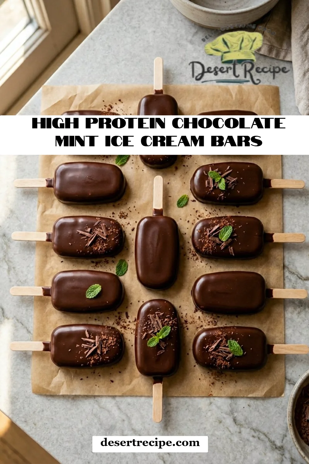 High Protein Chocolate Mint Ice Cream Bars