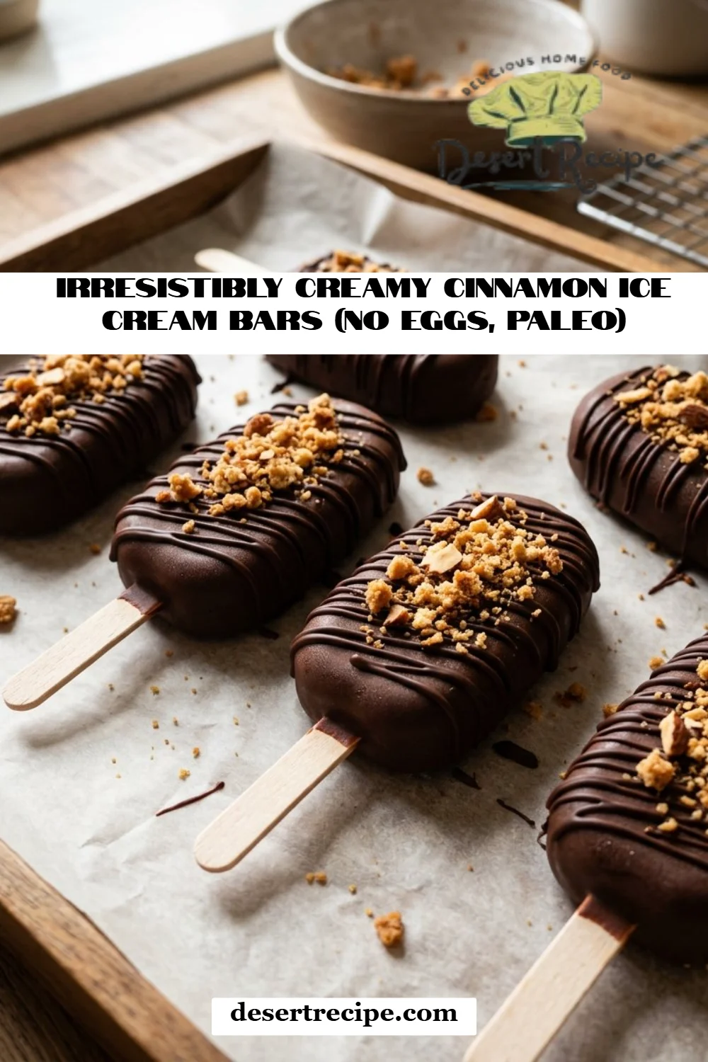 Irresistibly Creamy Cinnamon Ice Cream Bars (No Eggs, Paleo)