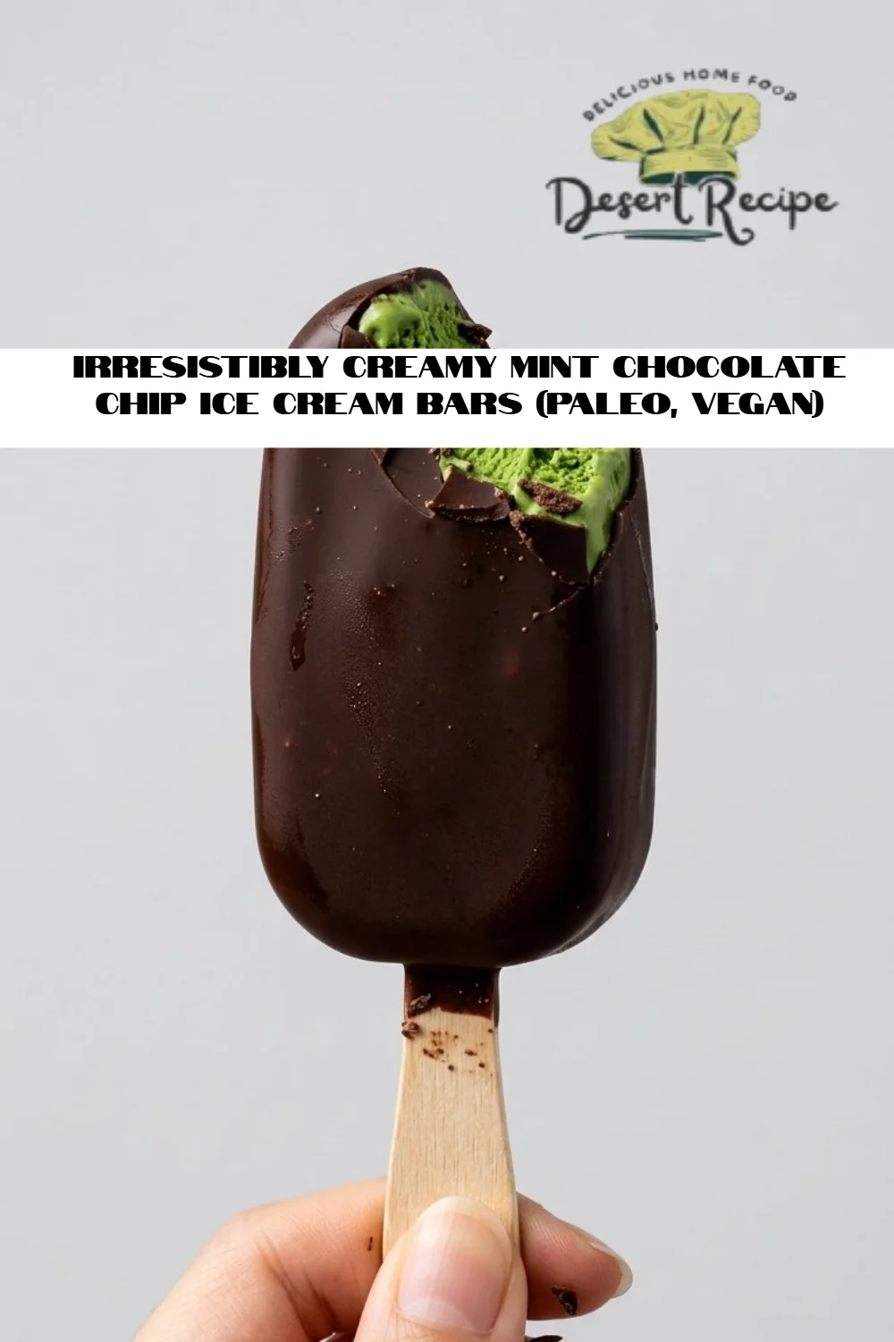 Irresistibly Creamy Mint Chocolate Chip Ice Cream Bars (Paleo, Vegan)