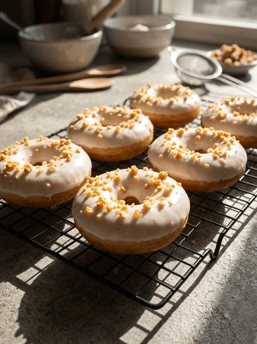 Delicious vegan carrot cake donuts served on a plate