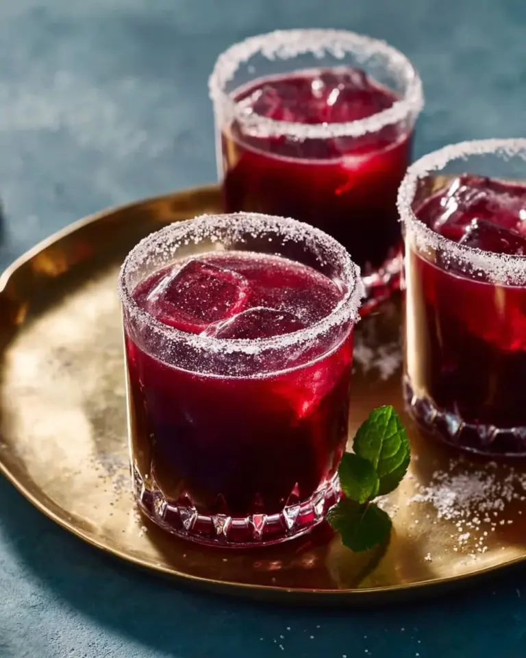 Refreshing Jamaican Sorrel drink served in a glass with ice and mint leaves