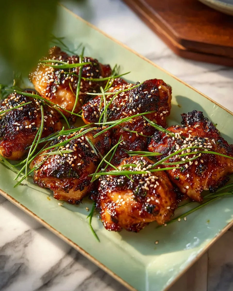 Grilled Japanese BBQ chicken thighs marinated with traditional sauces