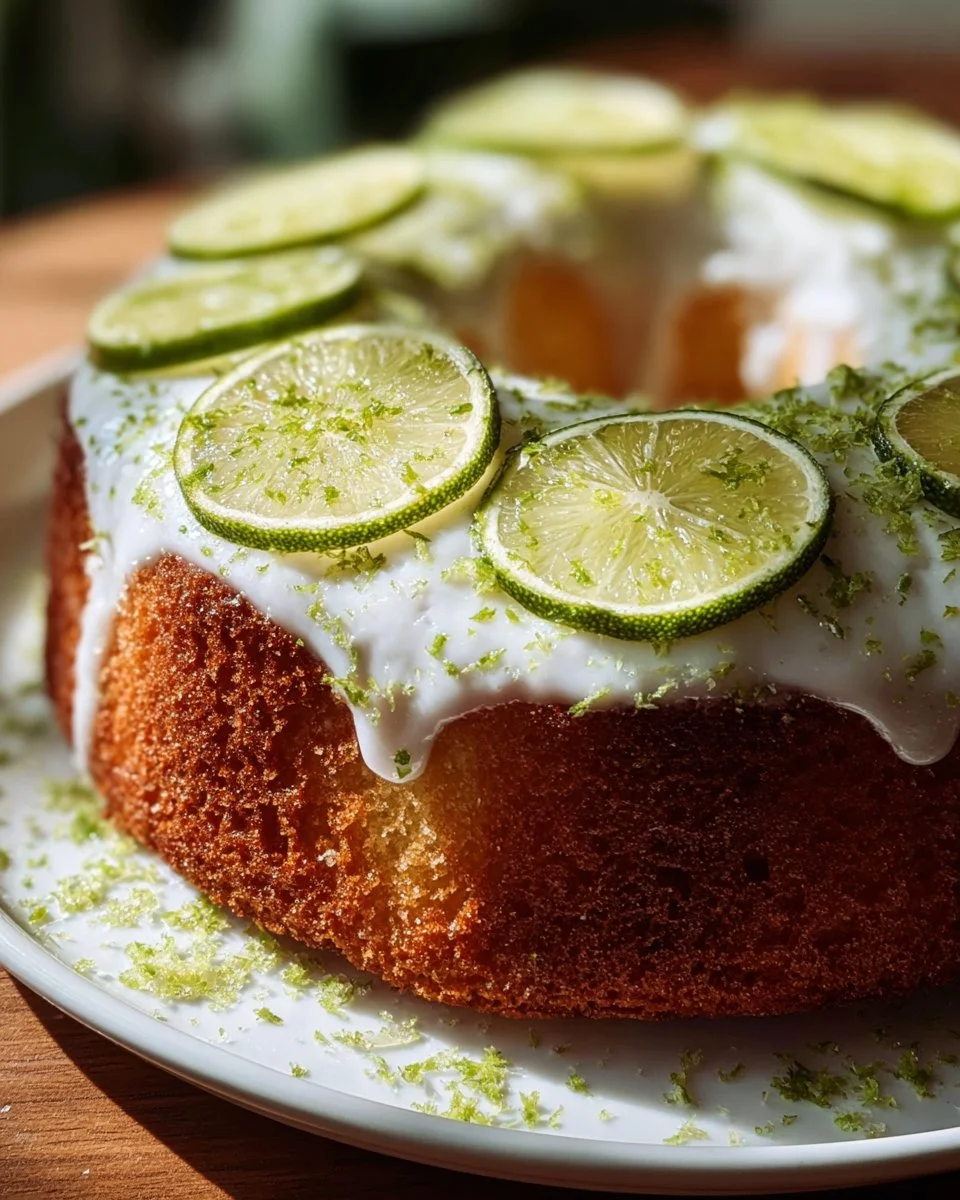 Delicious Key Lime Angel Food Cake topped with lime icing and zest