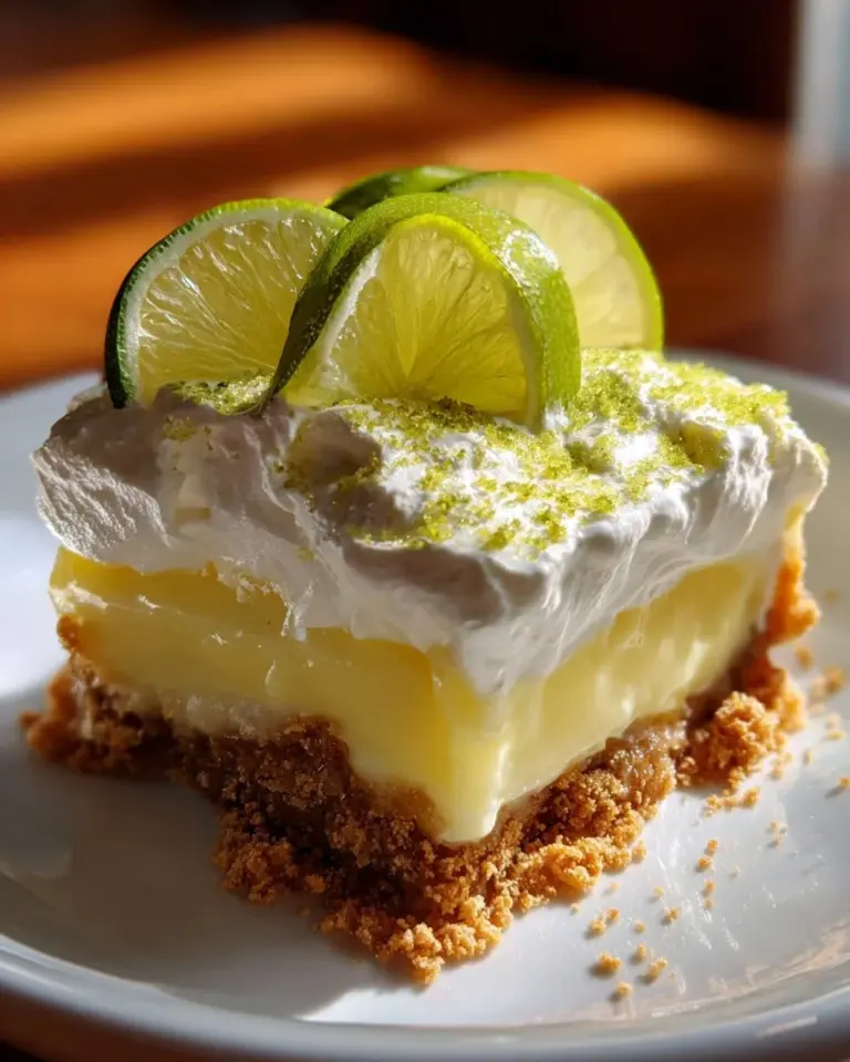 Layered Key Lime Pie Trifle dessert with lime and whipped cream