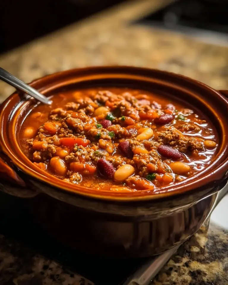 Bowl of lamb and vegetable soup with fresh herbs and vegetables