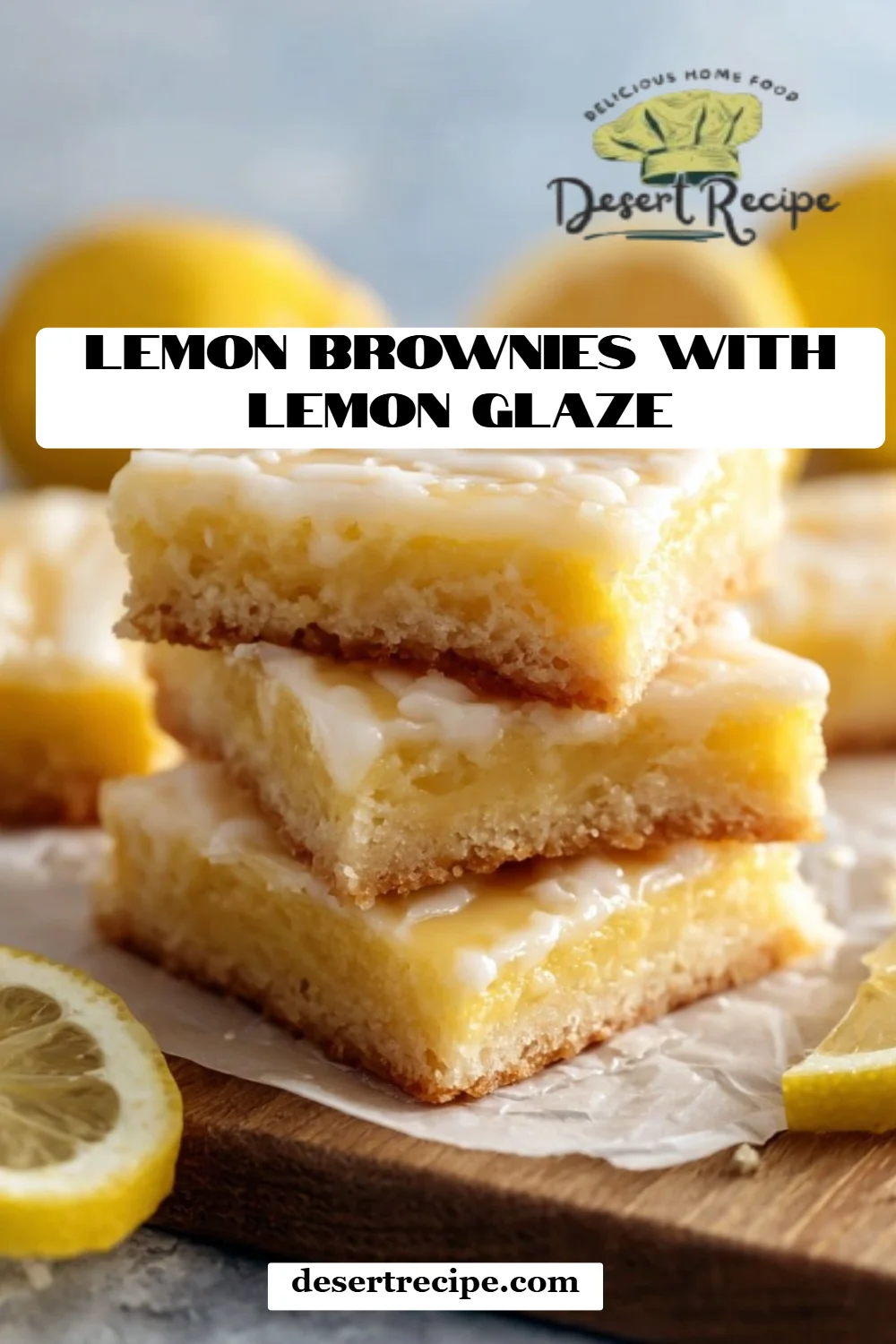 Lemon Brownies with Lemon Glaze