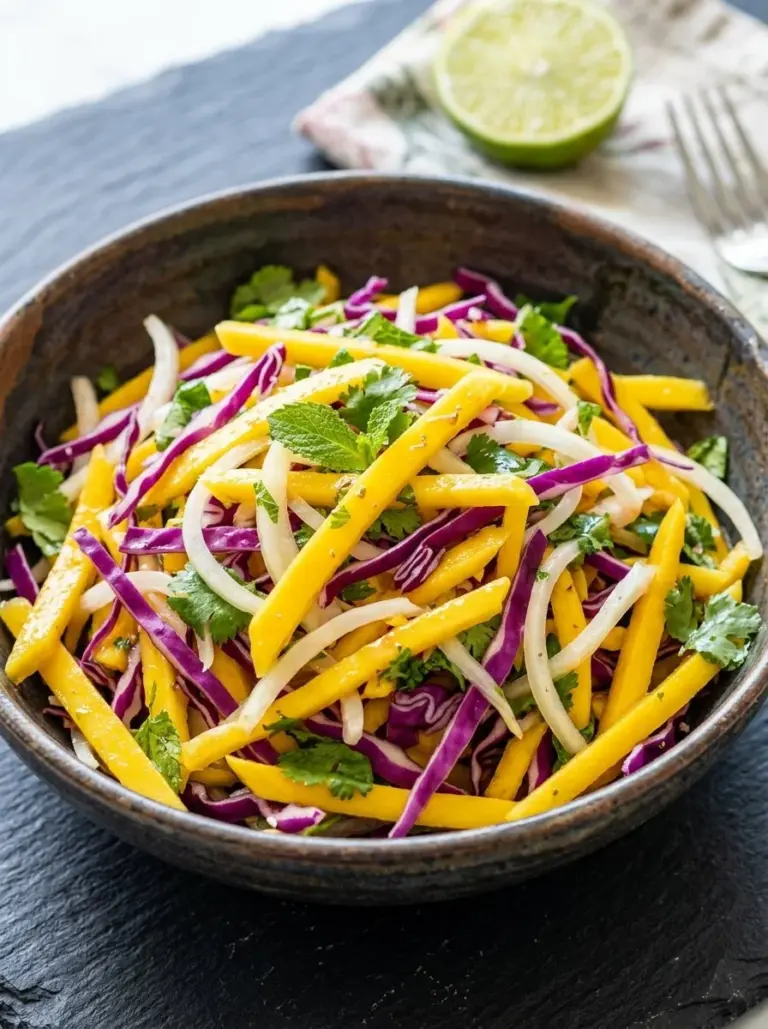 Colorful Mango Slaw with fresh ingredients and bright flavors
