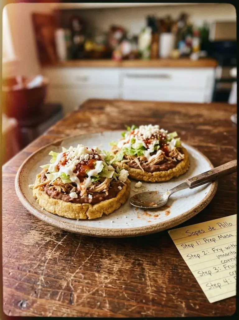 Delicious homemade Mexican sopes topped with fresh ingredients