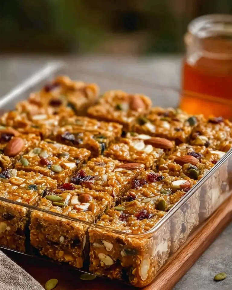 Delicious no-bake granola bars made with oats, nuts, and honey