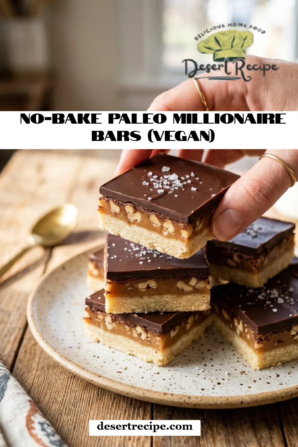 No-Bake Paleo Millionaire Bars (Vegan)