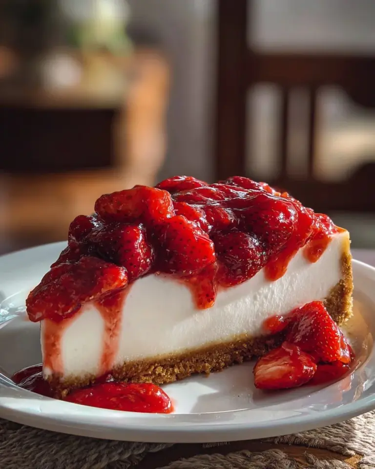 No-bake strawberry pie topped with fresh strawberries and whipped cream