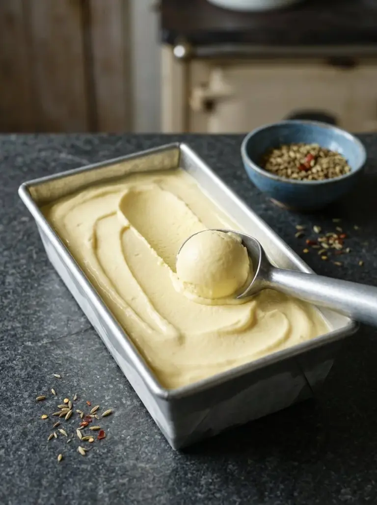 Bowl of creamy dairy-free Paleo vanilla ice cream topped with nuts