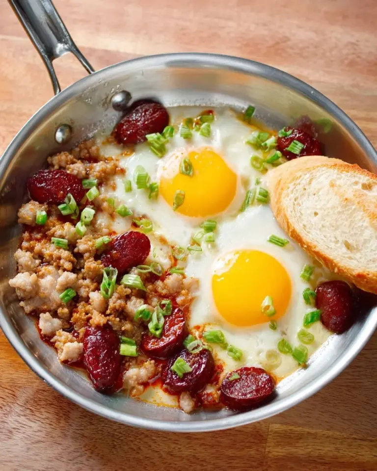 Delicious Thai style Pan Eggs breakfast served in individual pans