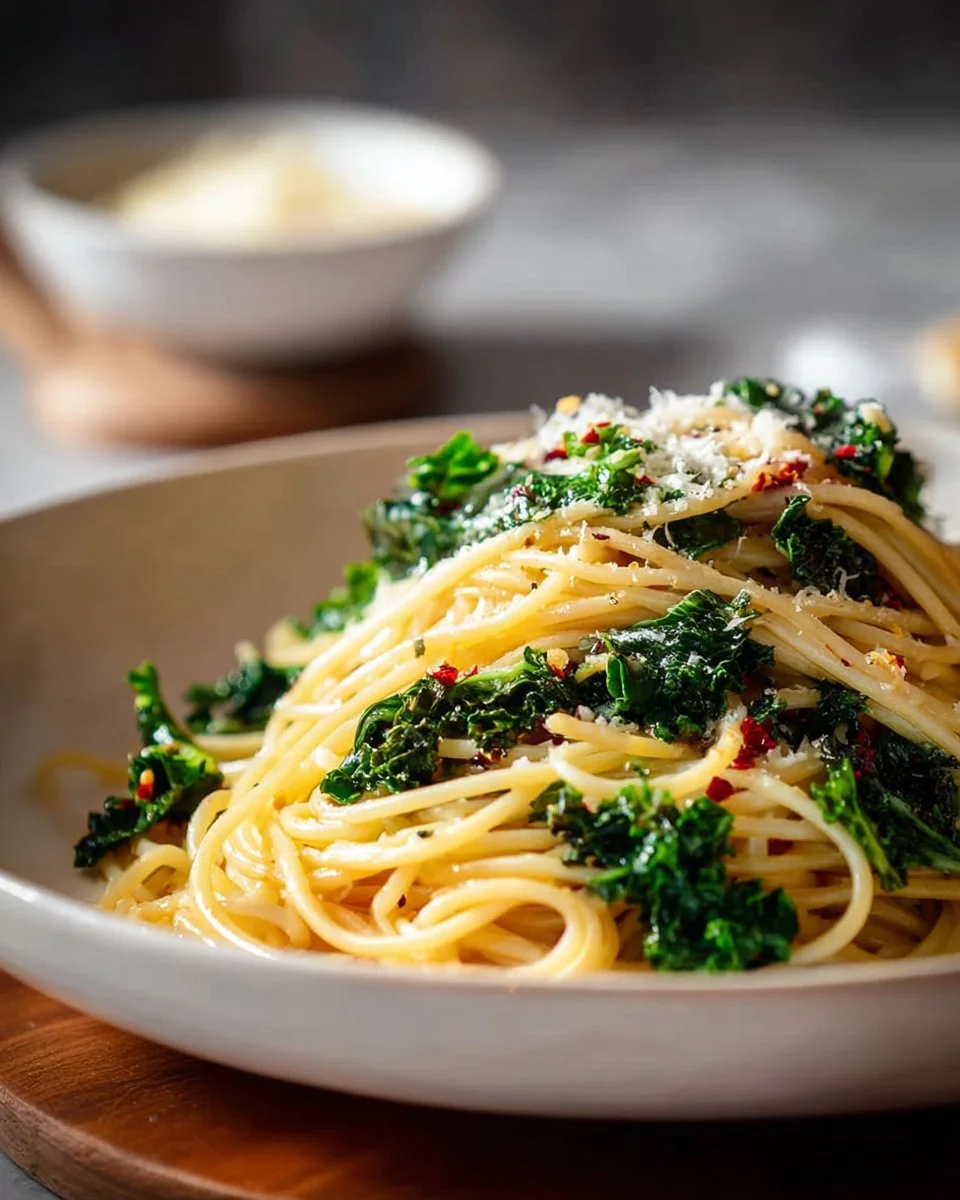 Pasta Garlic and Oil with Kale
