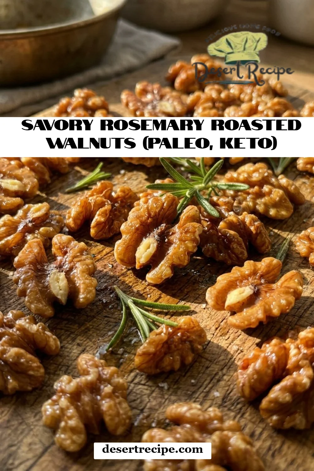 Savory Rosemary Roasted Walnuts (Paleo, Keto)
