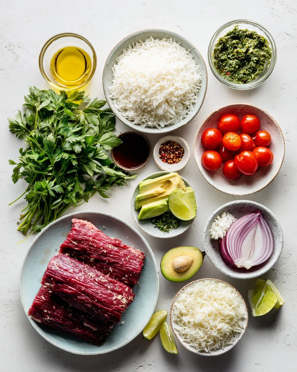 Skirt Steak Rice Bowls with Chimichurri Sauce