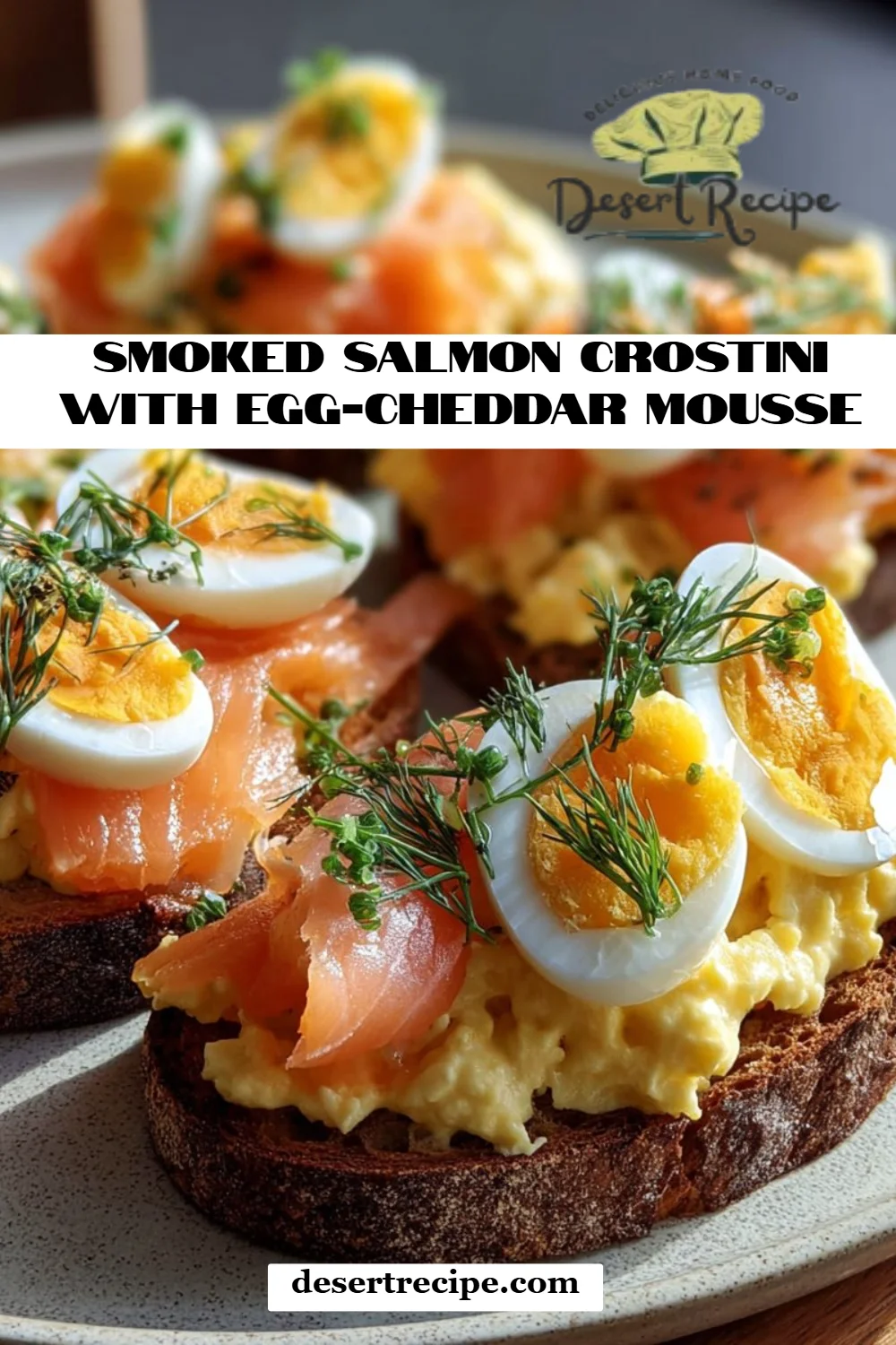 Smoked Salmon Crostini with Egg-Cheddar Mousse