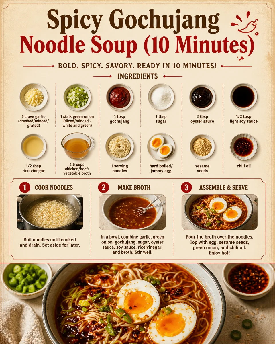 Spicy Gochujang Noodle Soup (10 Minutes)