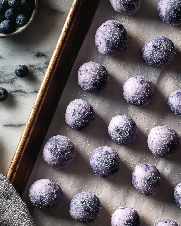 Sweet lemon-blueberry frozen yogurt bites in a bowl