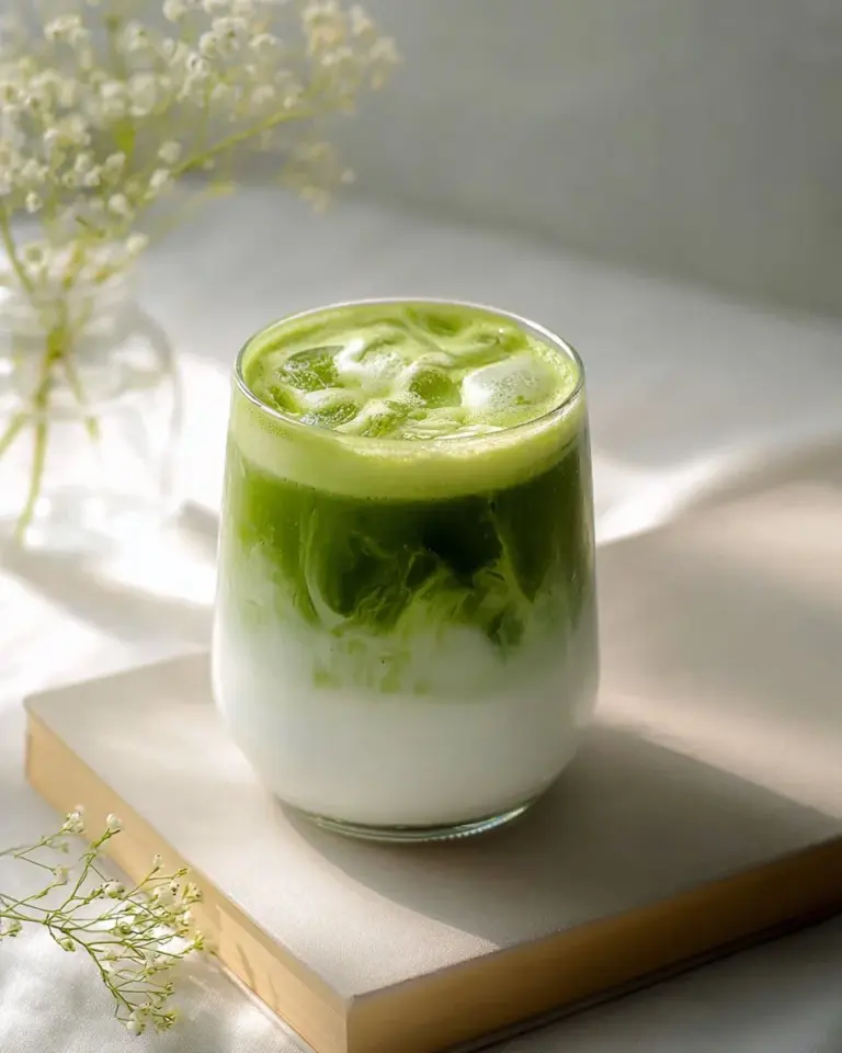Sweet Matcha Latte topped with Vanilla Cold Foam for a delightful drink experience
