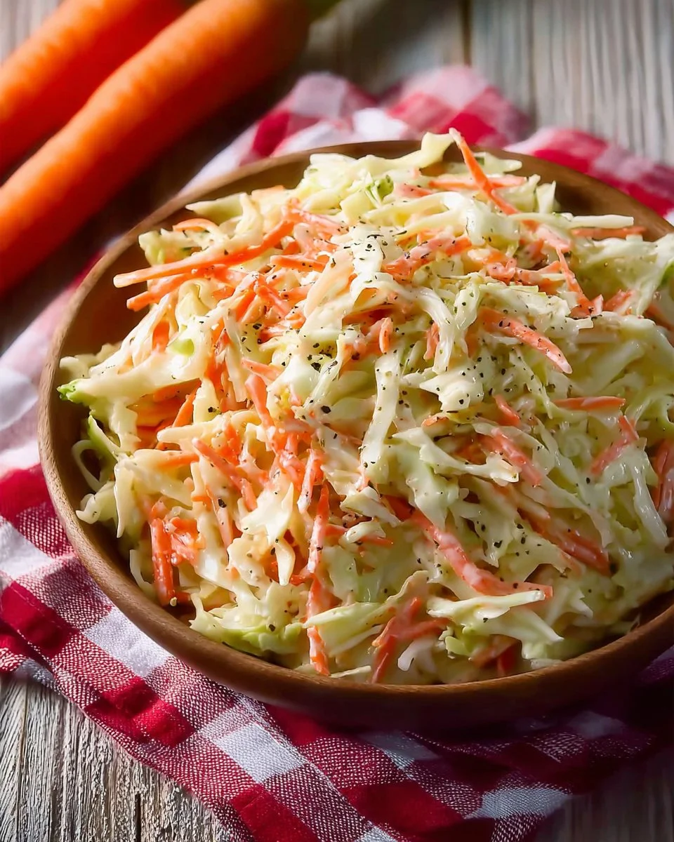 Creamy buttermilk coleslaw dressing in a bowl with fresh vegetables