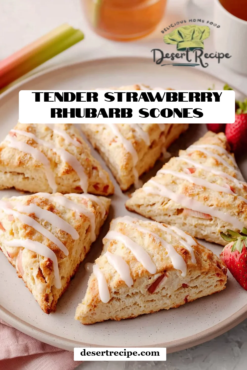 Tender Strawberry Rhubarb Scones
