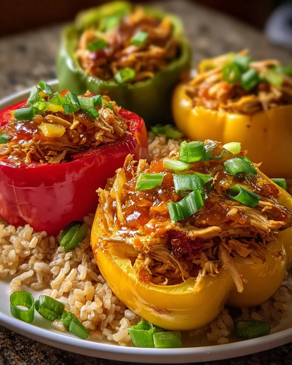 Teriyaki Pineapple Chicken and Rice Stuffed Peppers